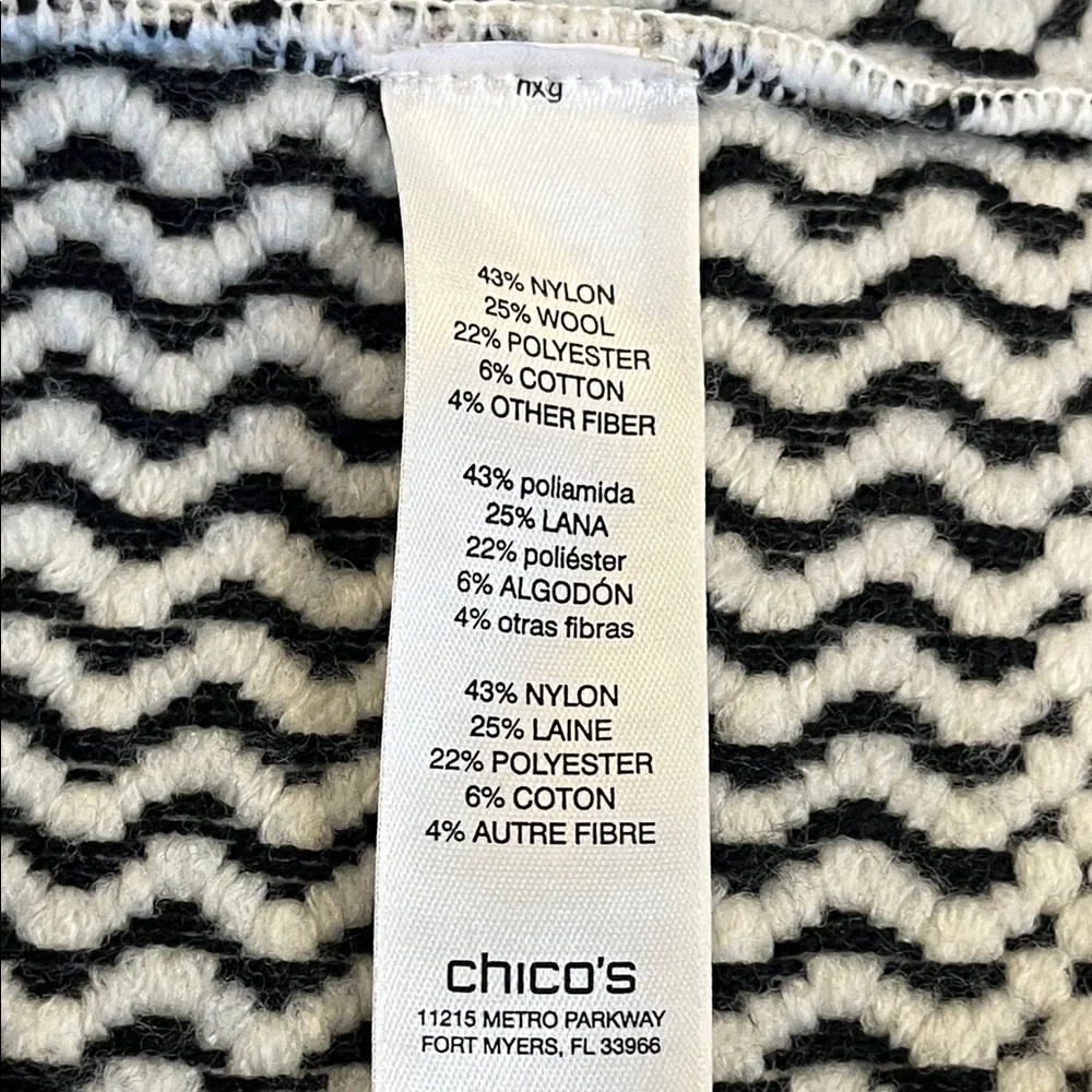 Chico's Black and Winter White Knit Vest with Leather Trim - Picture 7 of 8